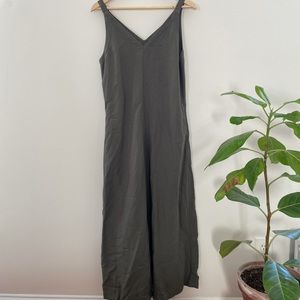 Olive green Uniqlo wide leg jumpsuit